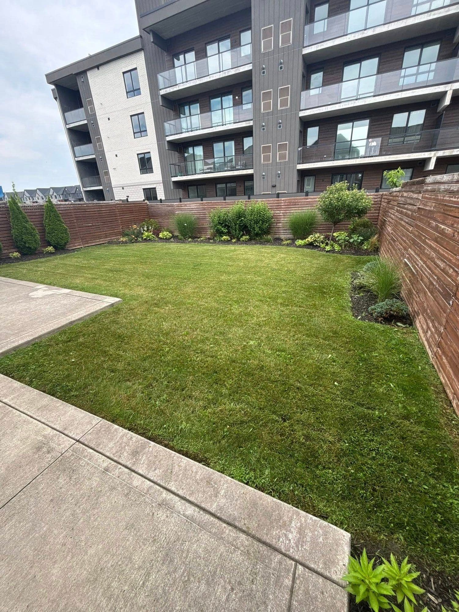Commercial property courtyard lawn care